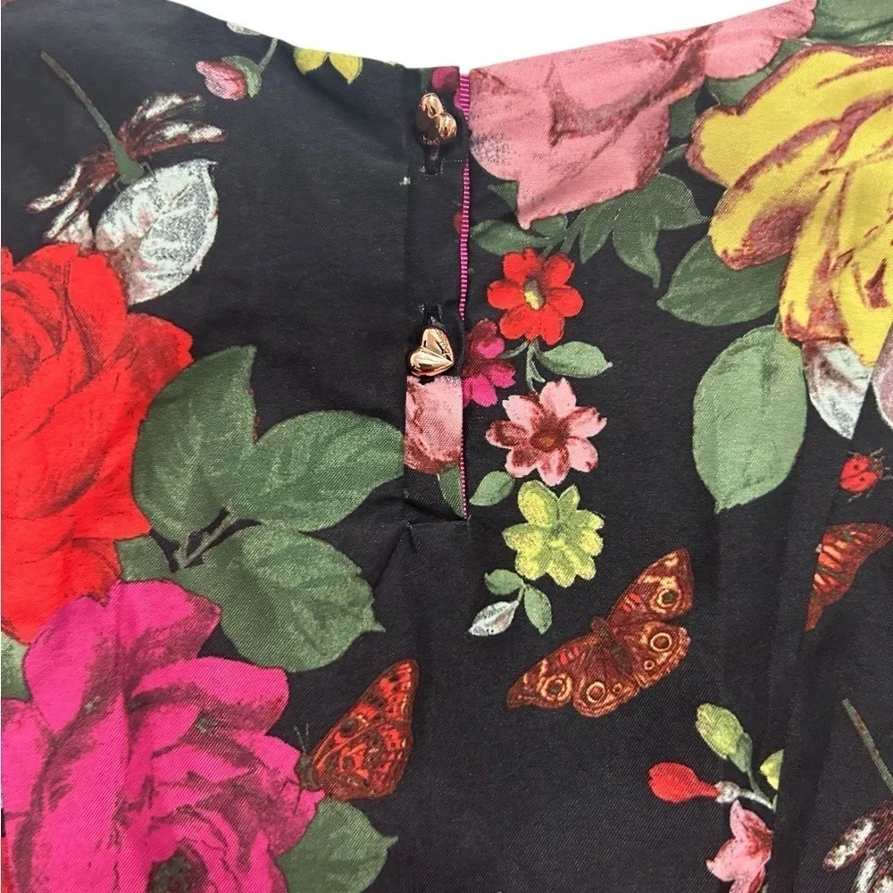 Baker By Ted Baker Dress Girls Sz 8 Black Multi Floral Party Flower Girl Church